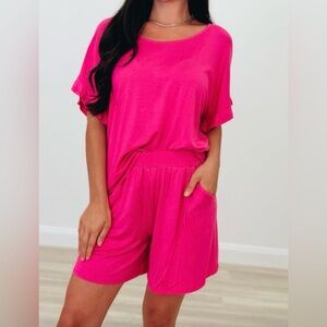 NWOT Sew In Love Short Set in Fuchsia.